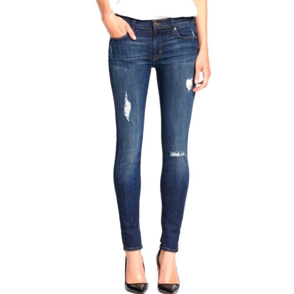 Hudson Krista Super Skinny Distressed dark denim size 29